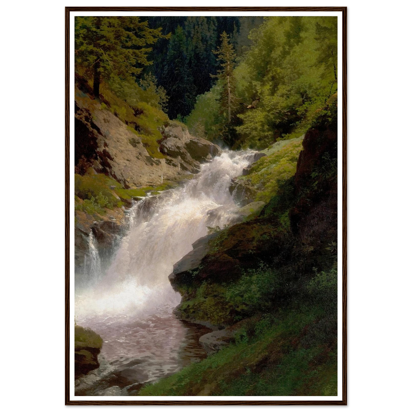 Winona Falls (1877) Art Print | Hermann Ottomar Herzog - Framed Poster - 30x40 cm / 12x16″ - Black frame