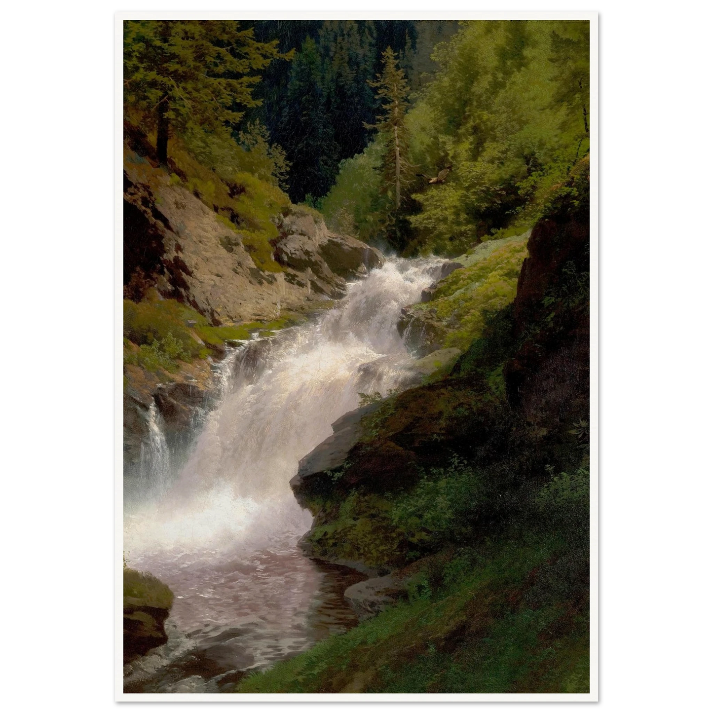 Winona Falls (1877) Art Print | Hermann Ottomar Herzog - Framed Poster - 30x40 cm / 12x16″ - Black frame