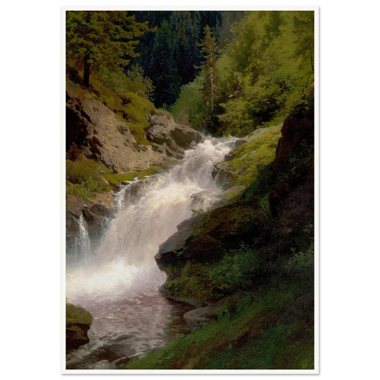 Winona Falls (1877) Art Print | Hermann Ottomar Herzog - Framed Poster - 30x40 cm / 12x16″ - Black frame