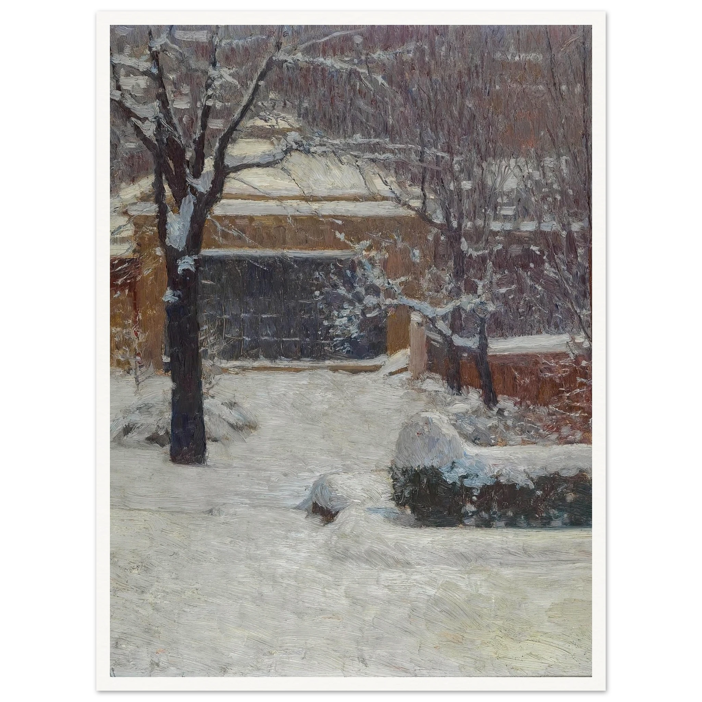 Winter at Hohe Warte, Rothschild Gardens (c. 1902) Art Print | Carl Moll - Framed Poster - 30x40 cm / 12x16″ - Black frame