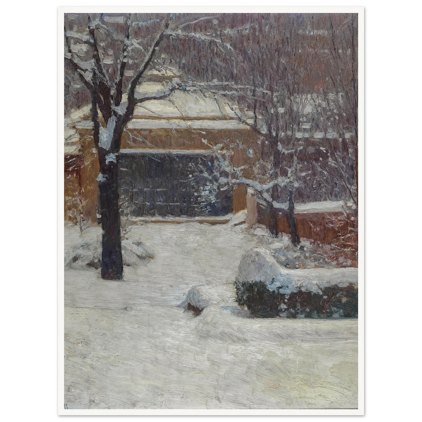 Winter at Hohe Warte, Rothschild Gardens (c. 1902) Art Print | Carl Moll - Framed Poster - 30x40 cm / 12x16″ - Black frame