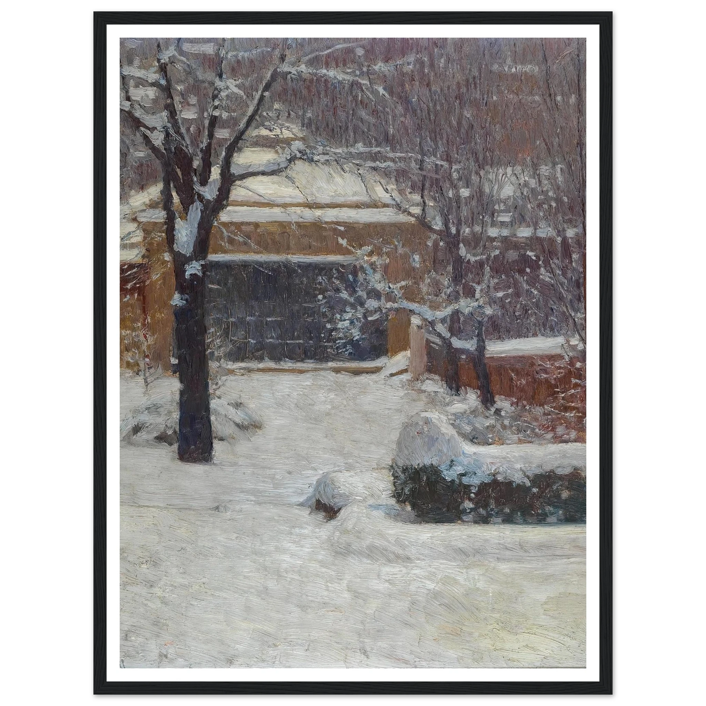 Winter at Hohe Warte, Rothschild Gardens (c. 1902) Art Print | Carl Moll - Framed Poster - 30x40 cm / 12x16″ - Black frame