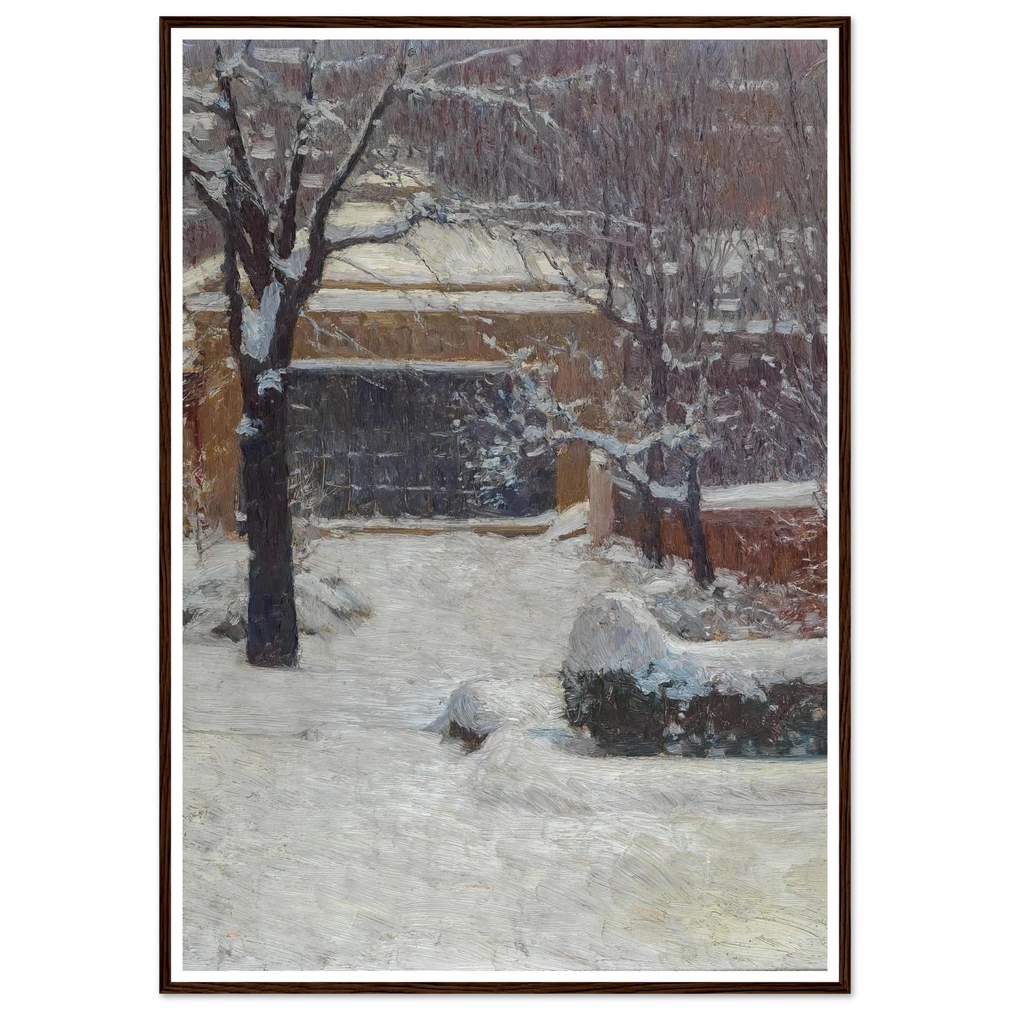 Winter at Hohe Warte, Rothschild Gardens (c. 1902) Art Print | Carl Moll - Framed Poster - 30x40 cm / 12x16″ - Black frame