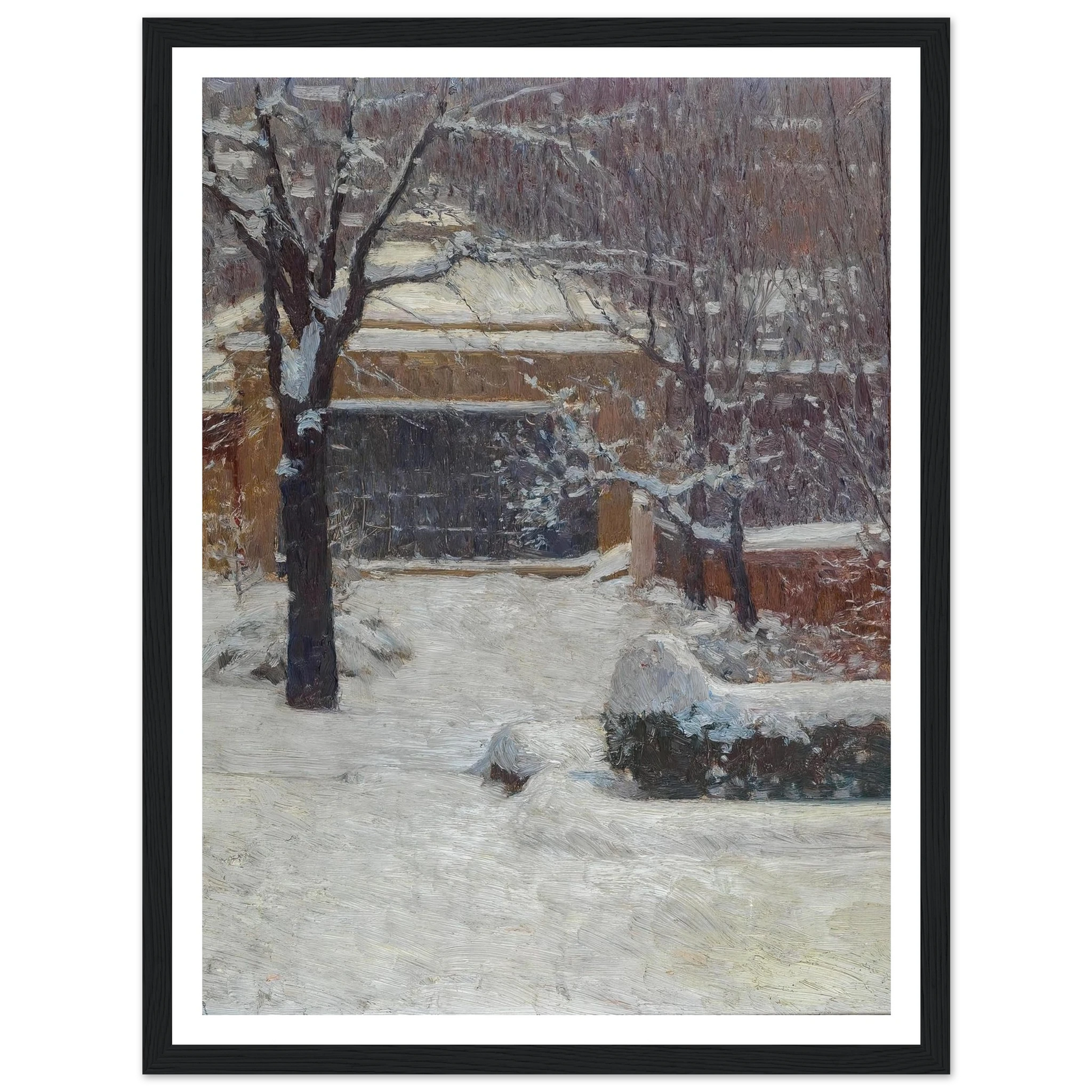 Winter at Hohe Warte, Rothschild Gardens (c. 1902) Art Print | Carl Moll - Framed Poster - 30x40 cm / 12x16″ - Black frame