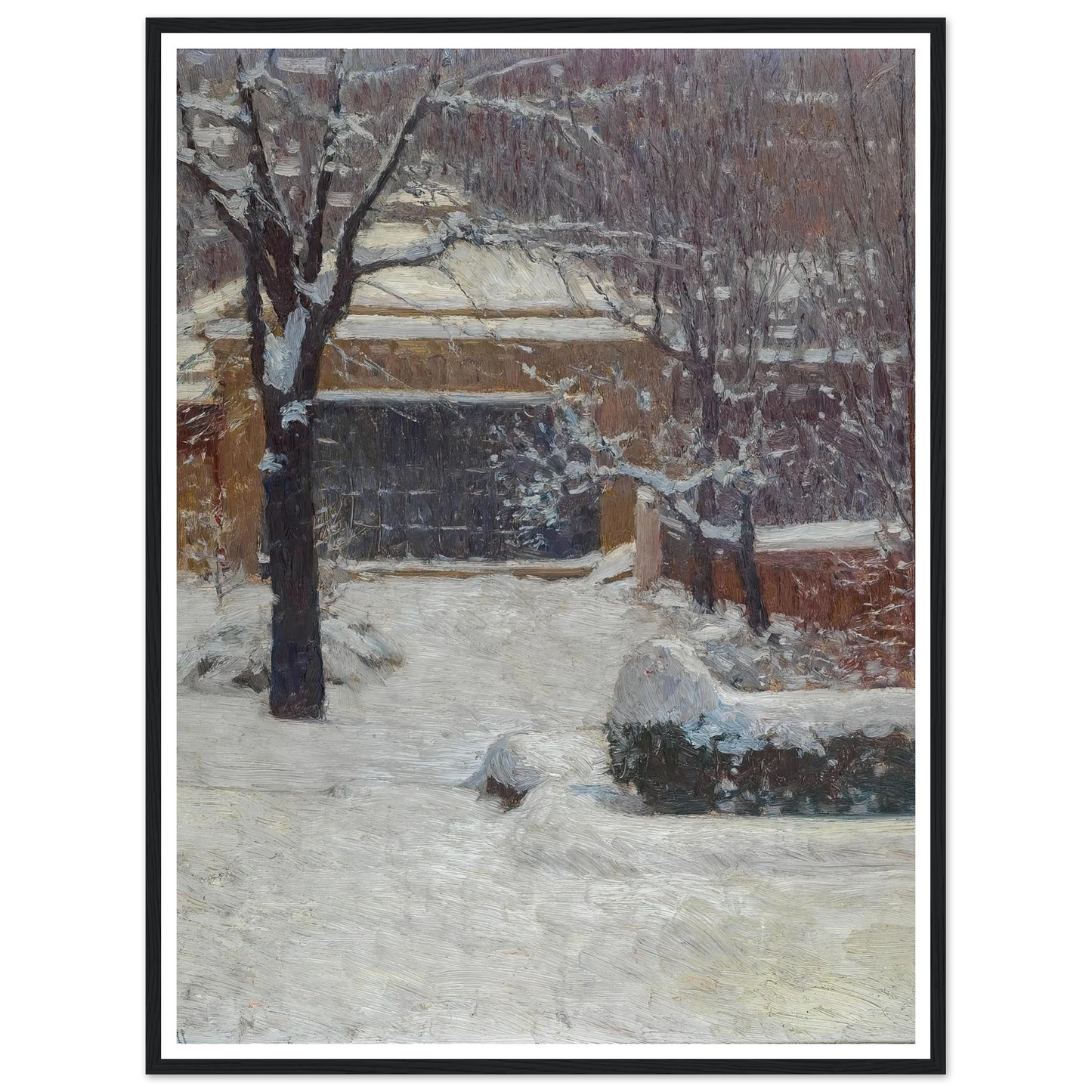 Winter at Hohe Warte, Rothschild Gardens (c. 1902) Art Print | Carl Moll - Framed Poster - 30x40 cm / 12x16″ - Black frame
