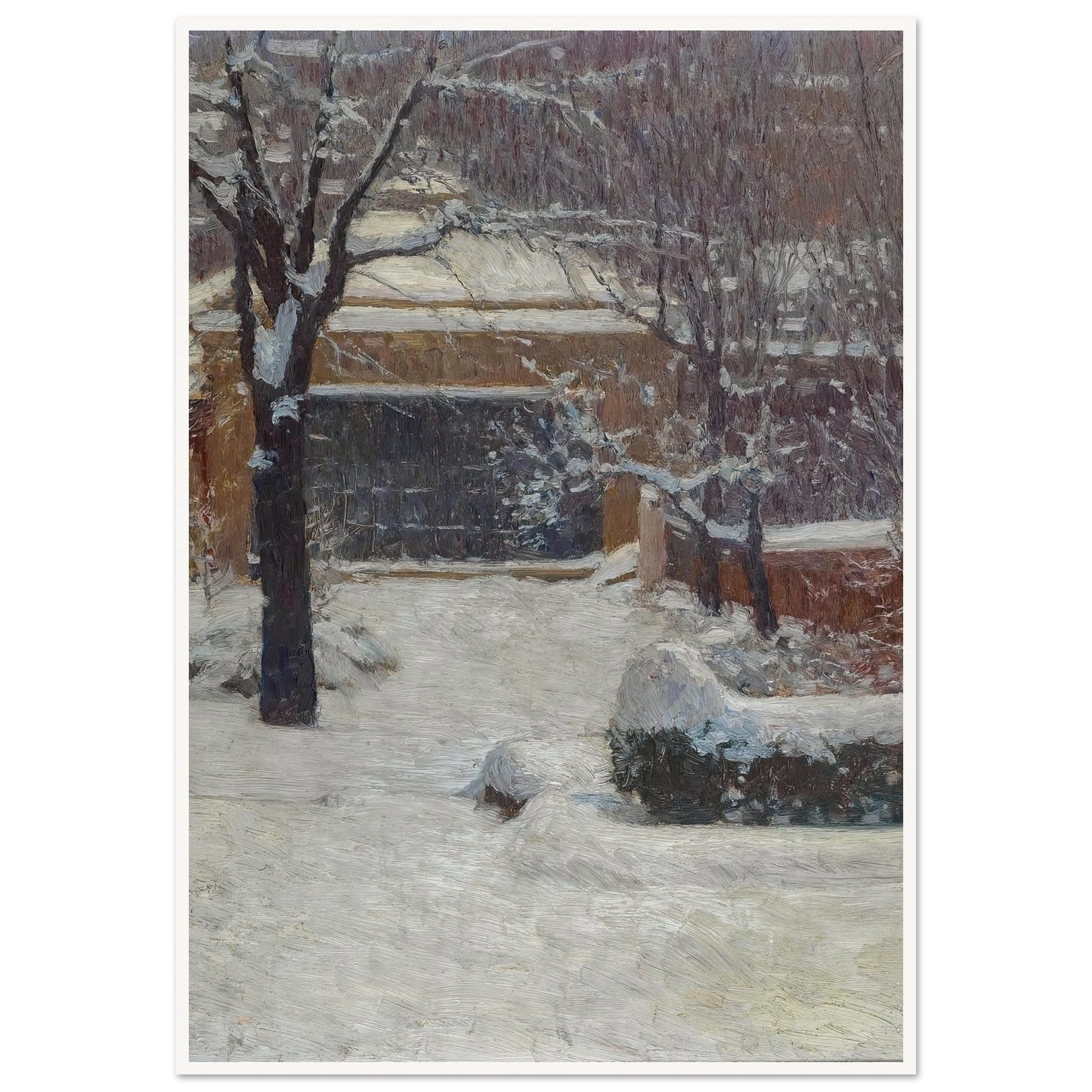 Winter at Hohe Warte, Rothschild Gardens (c. 1902) Art Print | Carl Moll - Framed Poster - 30x40 cm / 12x16″ - Black frame