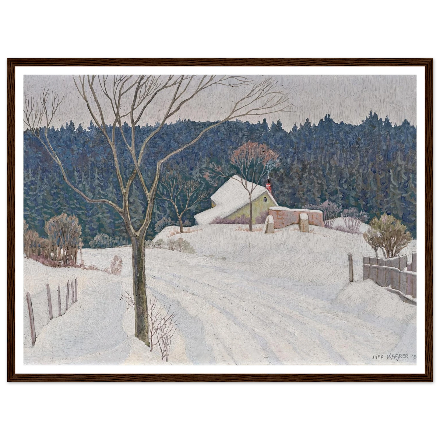 Winter beim Käferkreuzwäldchen (1935) Art Print | Max Kahrer - Framed Poster - 30x40 cm / 12x16″ - Black frame
