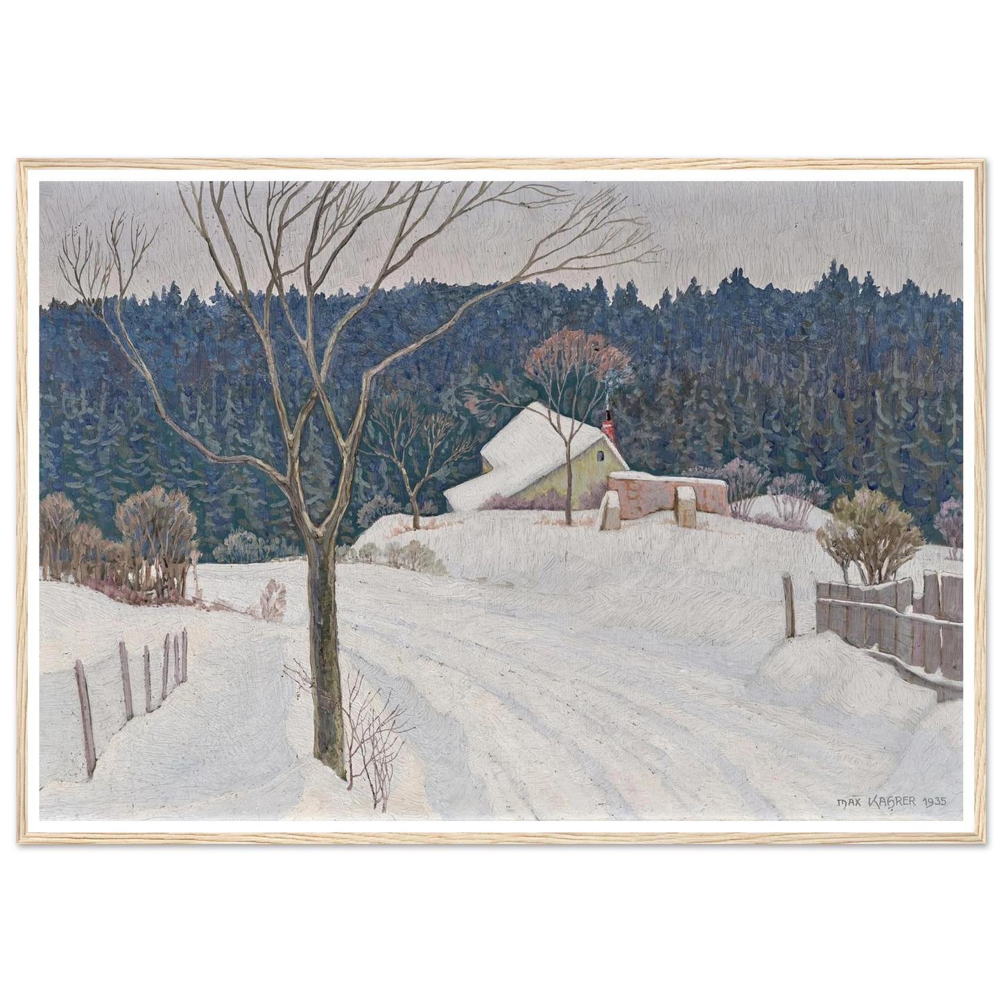 Winter beim Käferkreuzwäldchen (1935) Art Print | Max Kahrer - Framed Poster - 30x40 cm / 12x16″ - Black frame