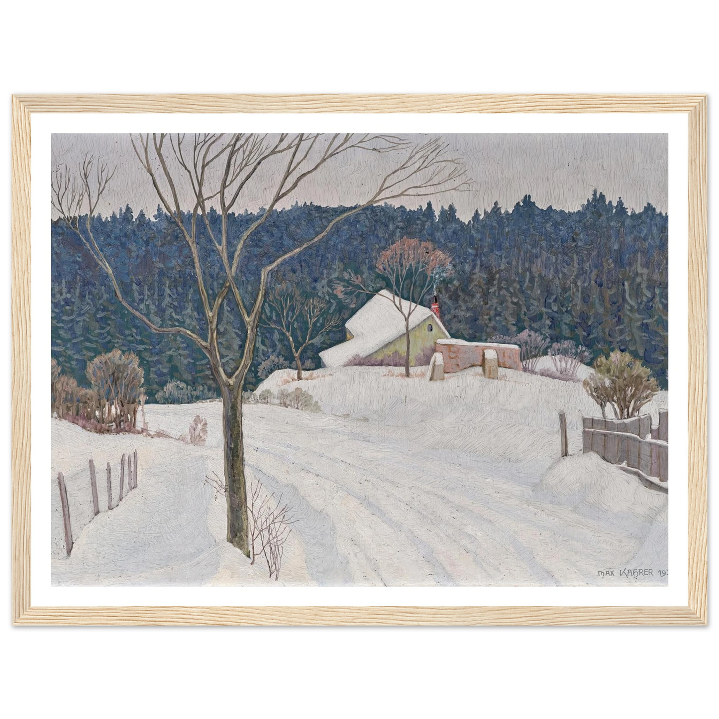 Winter beim Käferkreuzwäldchen (1935) Art Print | Max Kahrer - Framed Poster - 30x40 cm / 12x16″ - Black frame