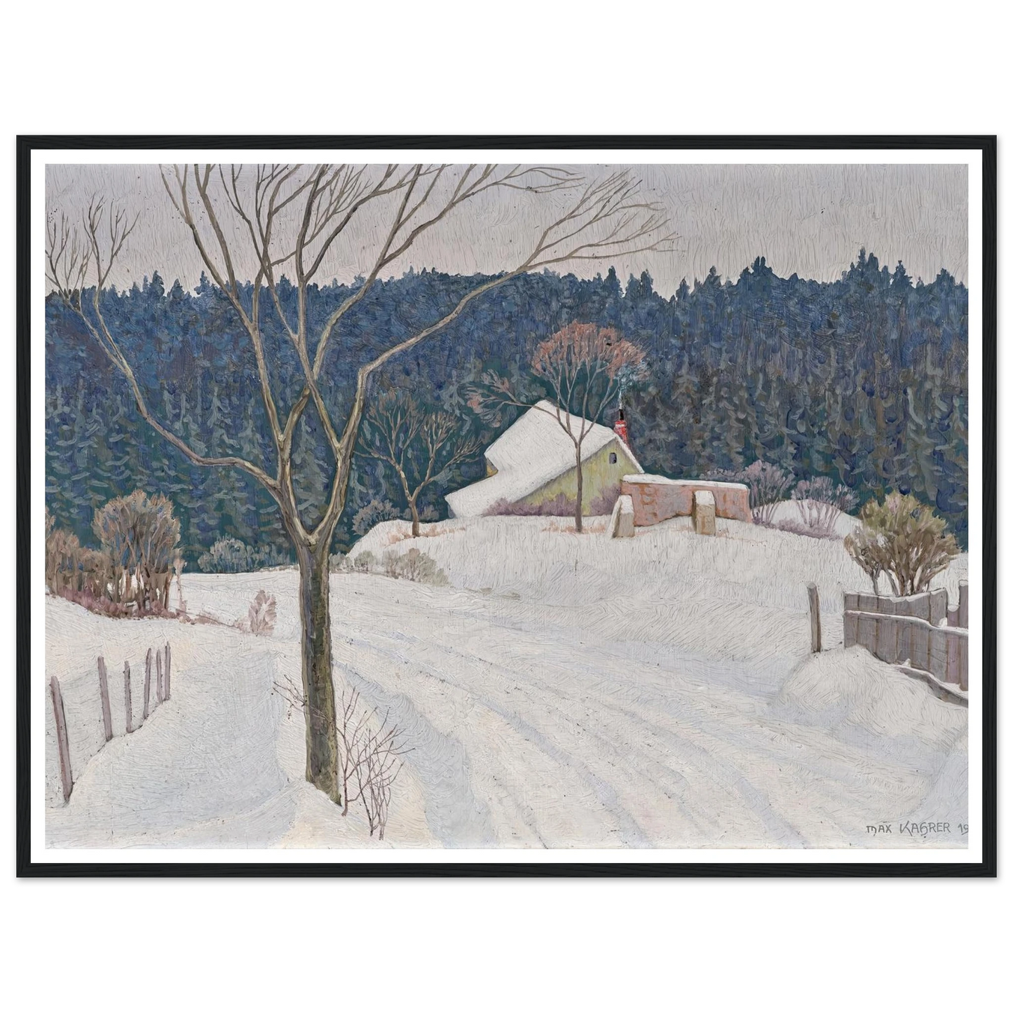 Winter beim Käferkreuzwäldchen (1935) Art Print | Max Kahrer - Framed Poster - 30x40 cm / 12x16″ - Black frame