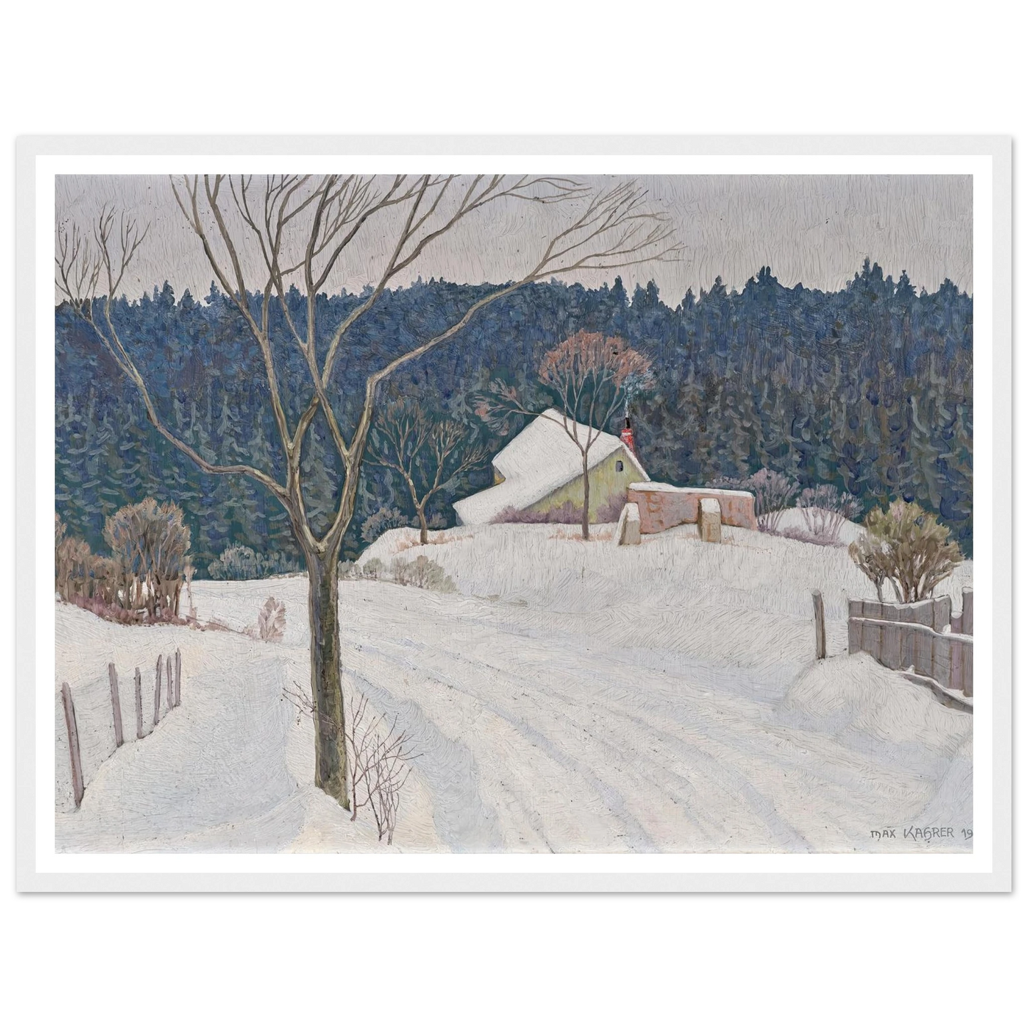 Winter beim Käferkreuzwäldchen (1935) Art Print | Max Kahrer - Framed Poster - 30x40 cm / 12x16″ - Black frame