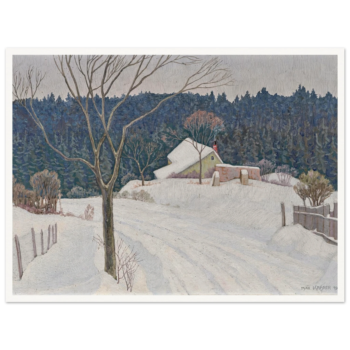 Winter beim Käferkreuzwäldchen (1935) Art Print | Max Kahrer - Framed Poster - 30x40 cm / 12x16″ - Black frame