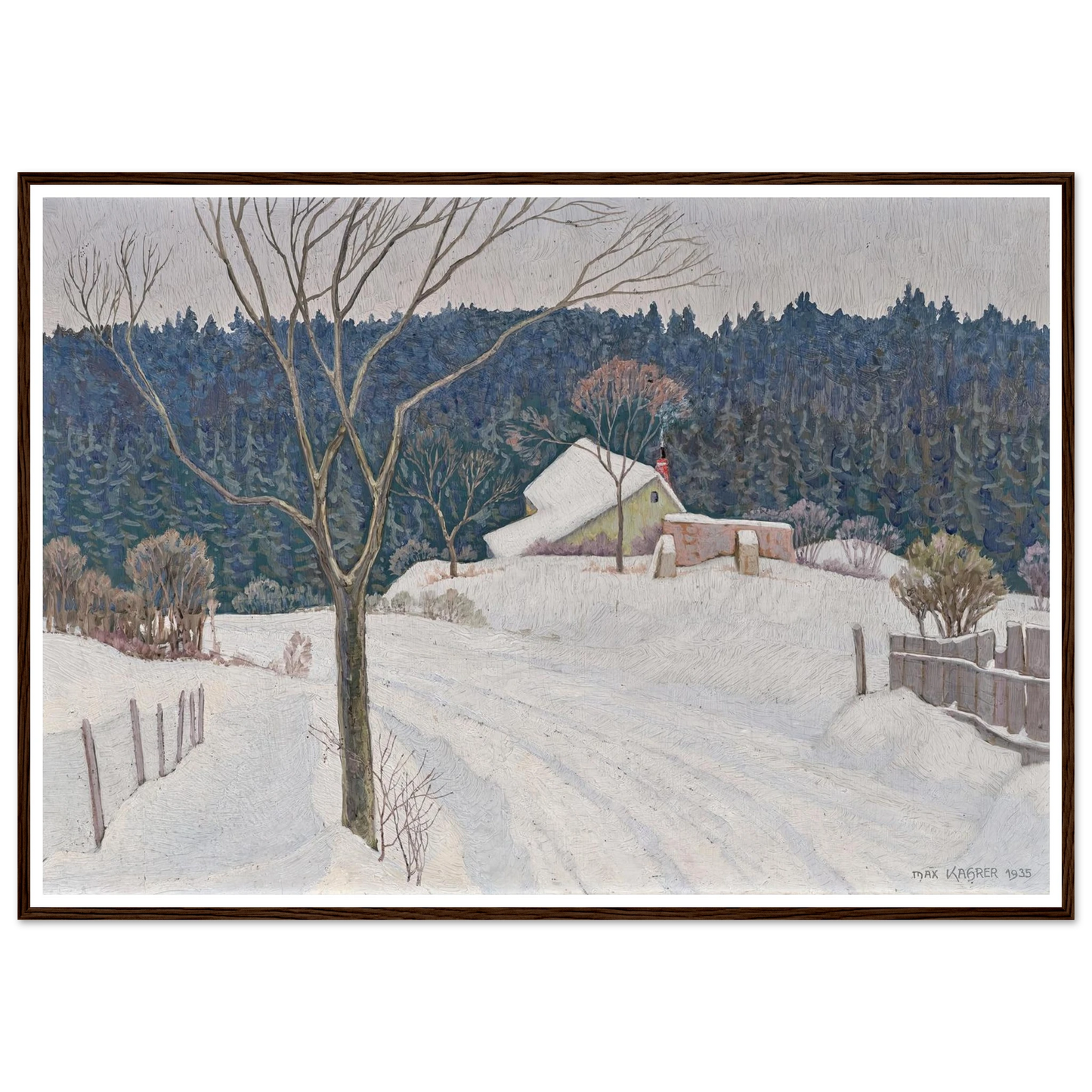 Winter beim Käferkreuzwäldchen (1935) Art Print | Max Kahrer - Framed Poster - 30x40 cm / 12x16″ - Black frame