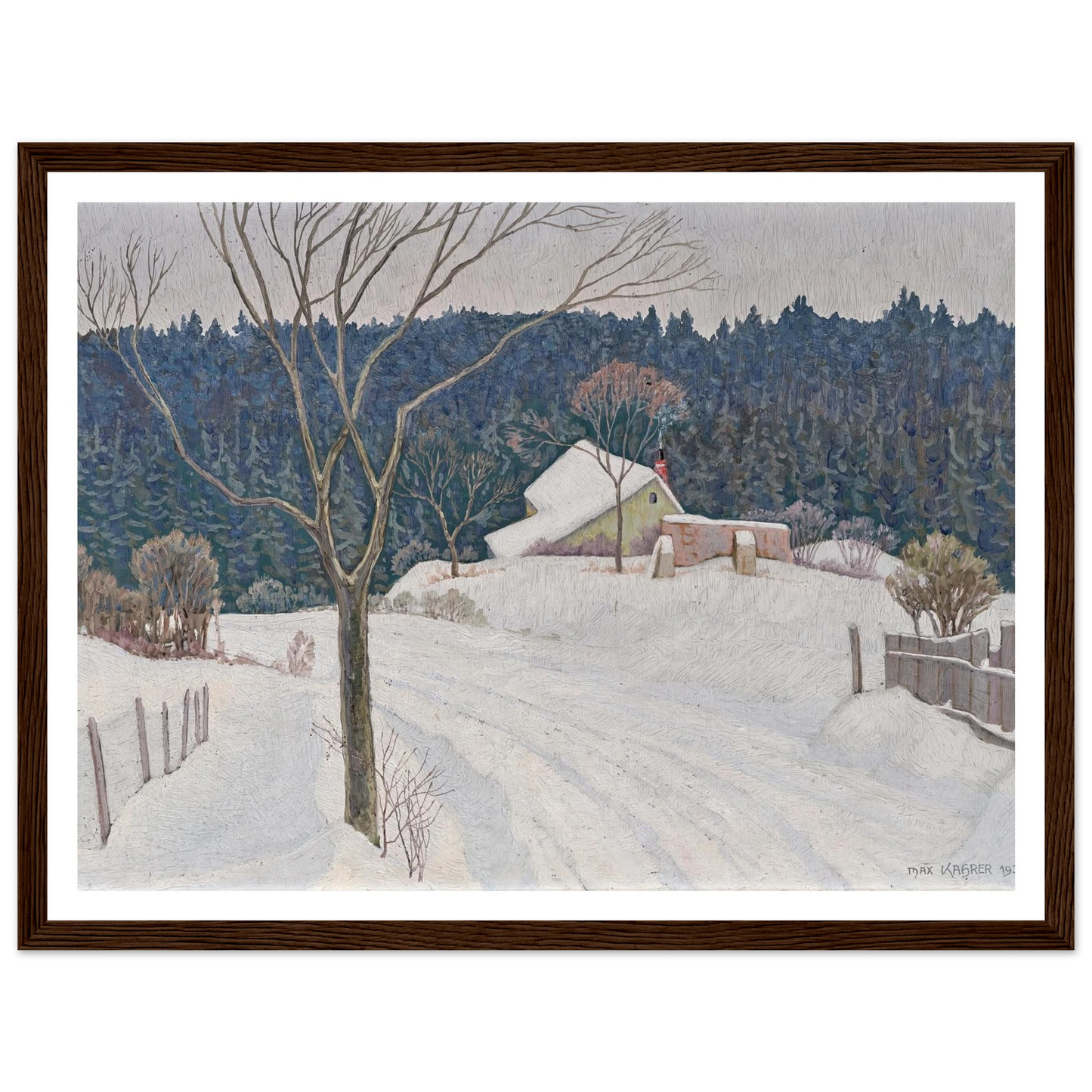 Winter beim Käferkreuzwäldchen (1935) Art Print | Max Kahrer - Framed Poster - 30x40 cm / 12x16″ - Black frame