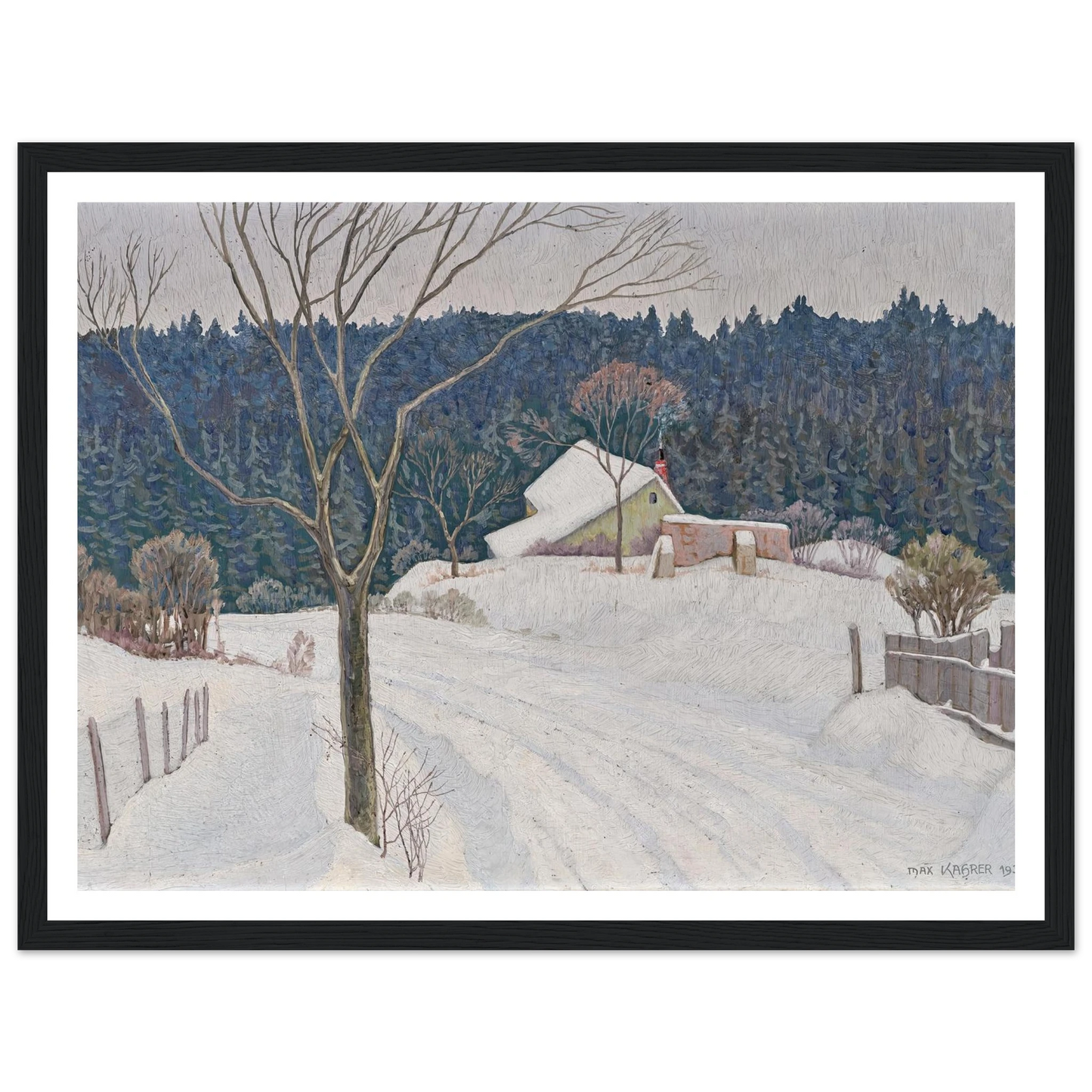 Winter beim Käferkreuzwäldchen (1935) Art Print | Max Kahrer - Framed Poster - 30x40 cm / 12x16″ - Black frame