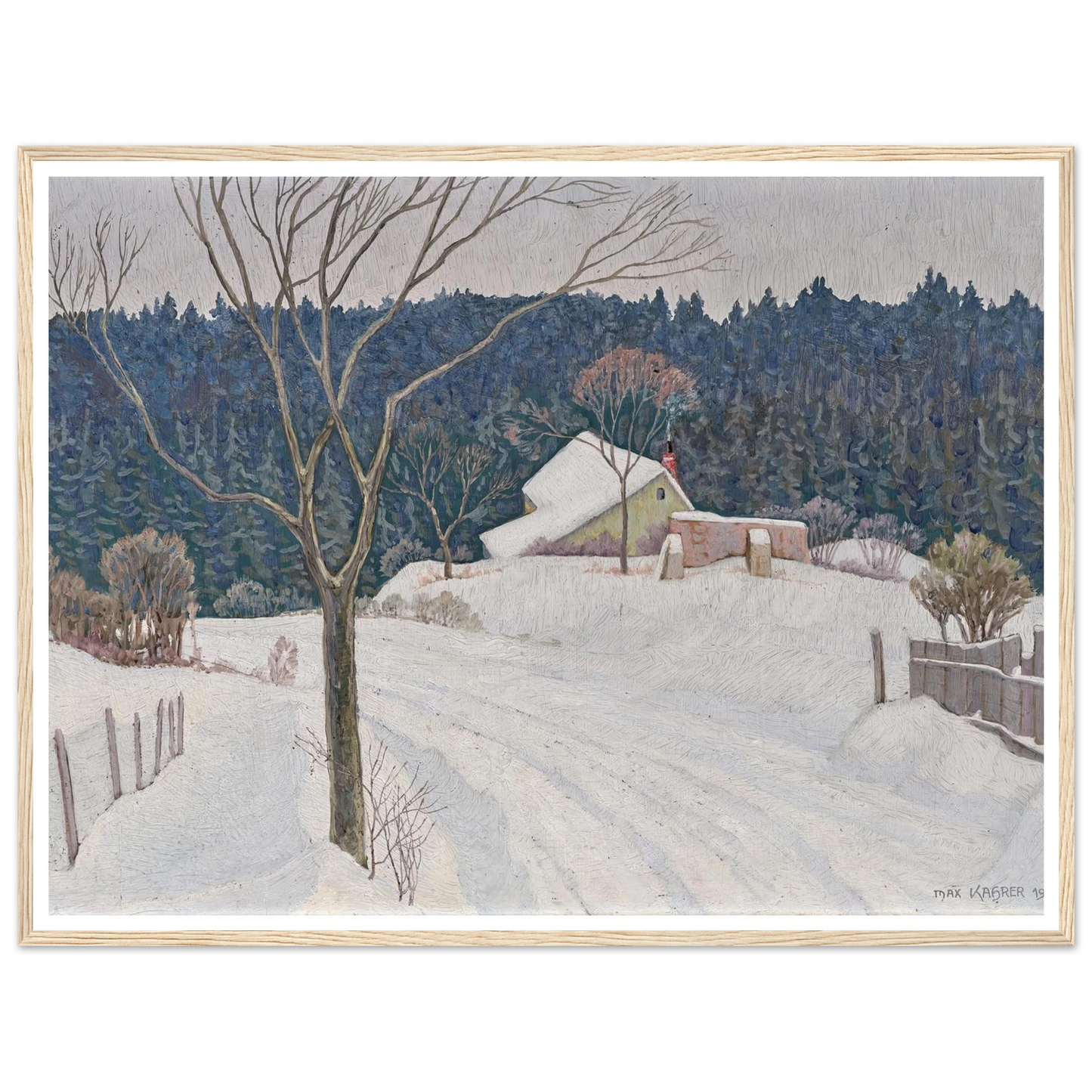Winter beim Käferkreuzwäldchen (1935) Art Print | Max Kahrer - Framed Poster - 30x40 cm / 12x16″ - Black frame