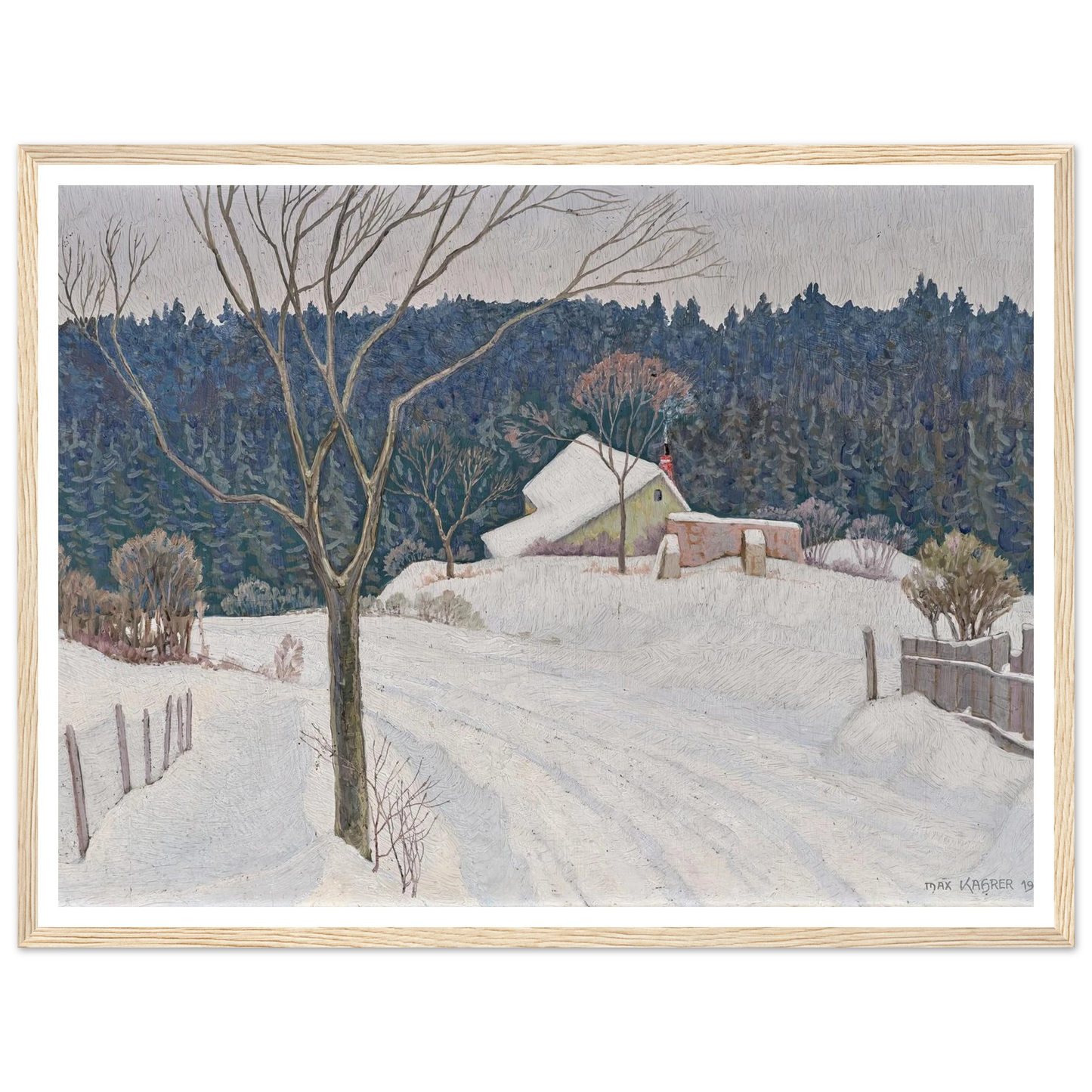 Winter beim Käferkreuzwäldchen (1935) Art Print | Max Kahrer - Framed Poster - 30x40 cm / 12x16″ - Black frame