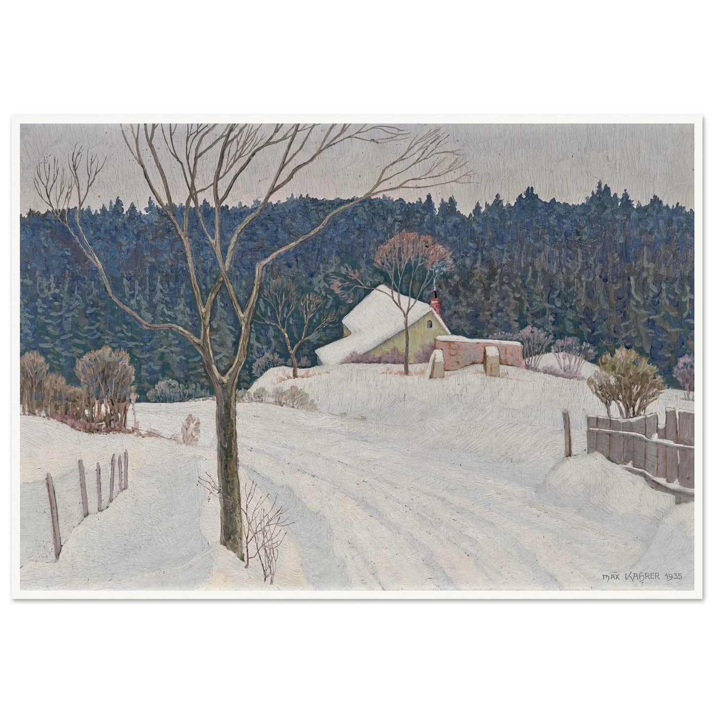 Winter beim Käferkreuzwäldchen (1935) Art Print | Max Kahrer - Framed Poster - 30x40 cm / 12x16″ - Black frame