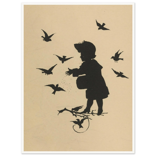 Winter Generosity Silhouette - Framed Poster - 30x40 cm / 12x16″ - Black frame