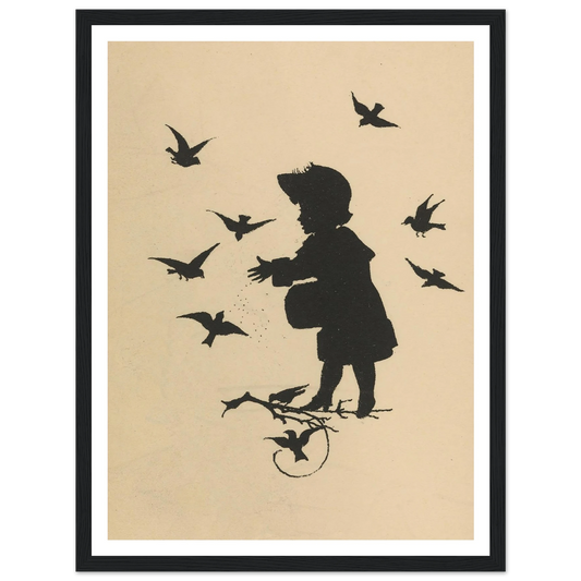 Winter Generosity Silhouette - Framed Poster - 30x40 cm / 12x16″ - Black frame