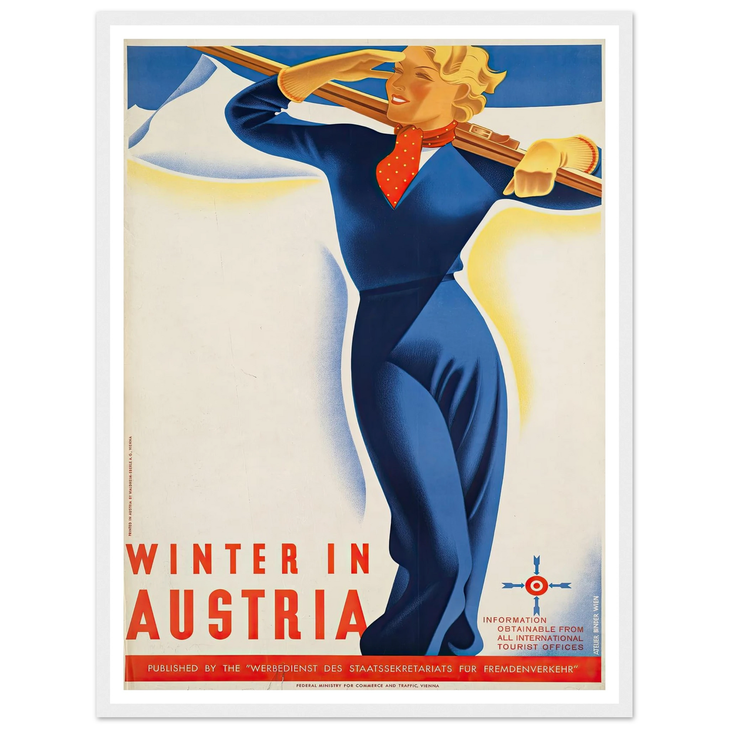 Winter in Austria Art Print | Joseph Binder - Framed Poster - 30x40 cm / 12x16″ - Black frame