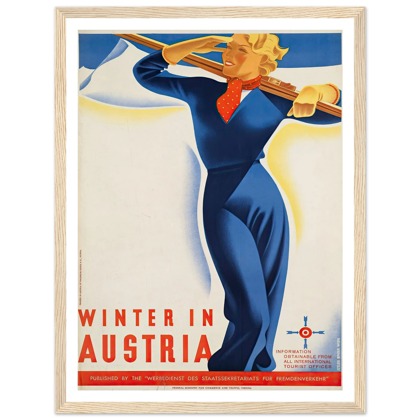 Winter in Austria Art Print | Joseph Binder - Framed Poster - 30x40 cm / 12x16″ - Black frame