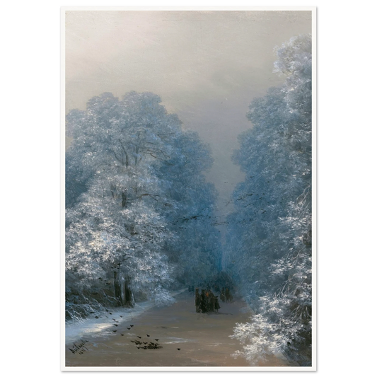 Winter Landscape (1876) Art Print | Ivan Konstantinovich Aivazovsky - Framed Poster - 30x40 cm / 12x16″ - Black frame
