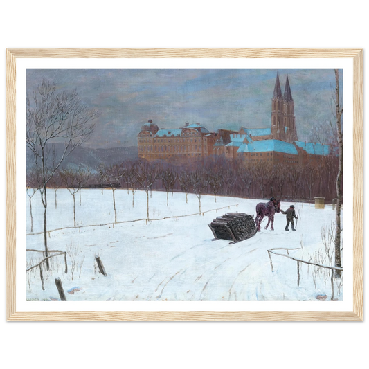Winter landscape at Klosterneuburg (1910) Art Print | Max Kahrer - Framed Poster - 30x40 cm / 12x16″ - Black frame