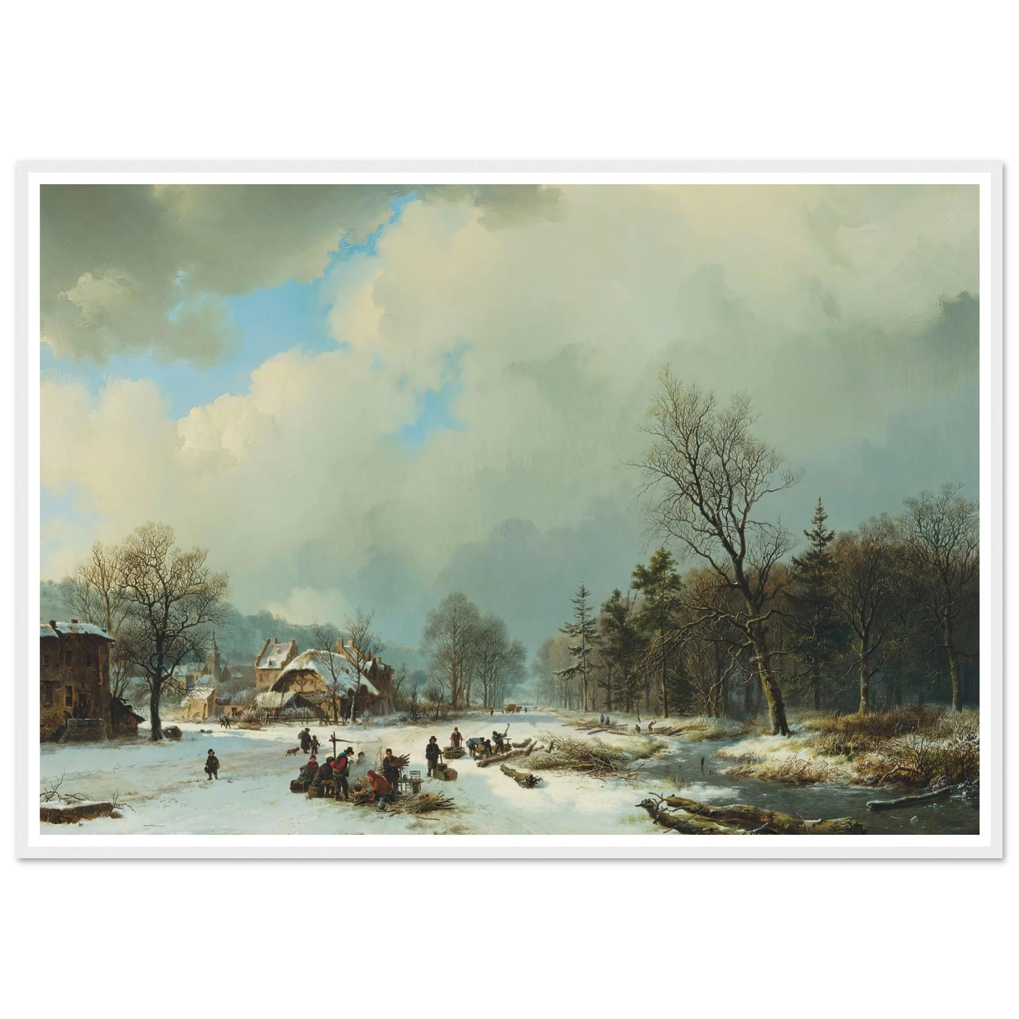 Winter scene (1831) Art Print | Barend Cornelis Koekkoek - Framed Poster - 30x40 cm / 12x16″ - Black frame