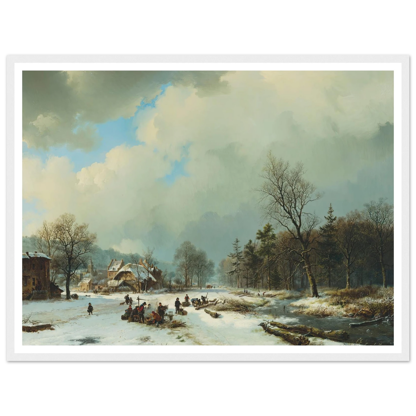 Winter scene (1831) Art Print | Barend Cornelis Koekkoek - Framed Poster - 30x40 cm / 12x16″ - Black frame
