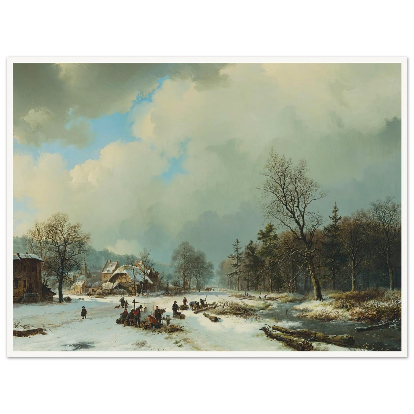 Winter scene (1831) Art Print | Barend Cornelis Koekkoek - Framed Poster - 30x40 cm / 12x16″ - Black frame
