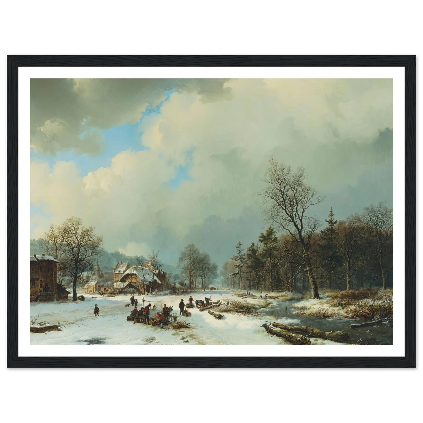 Winter scene (1831) Art Print | Barend Cornelis Koekkoek - Framed Poster - 30x40 cm / 12x16″ - Black frame