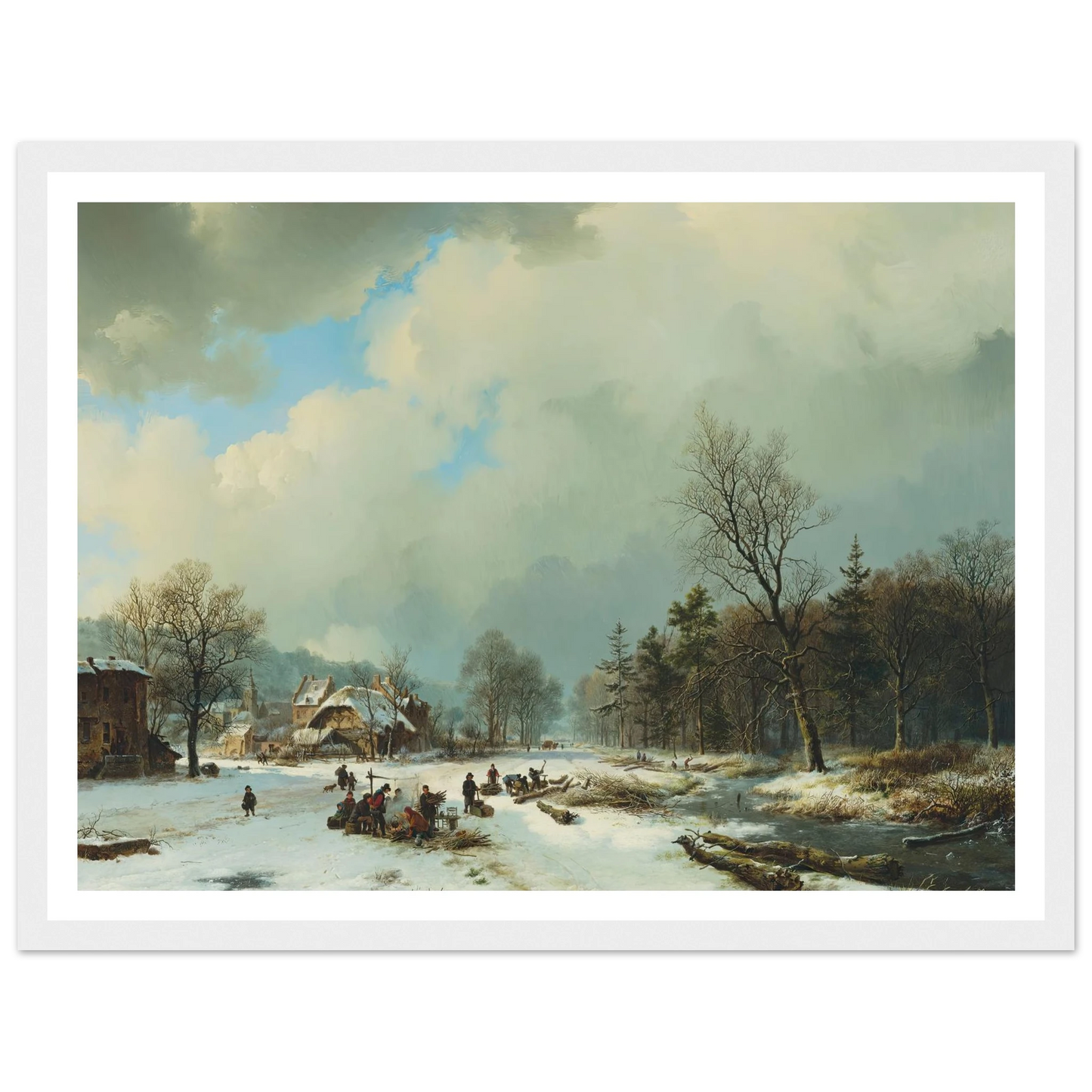 Winter scene (1831) Art Print | Barend Cornelis Koekkoek - Framed Poster - 30x40 cm / 12x16″ - Black frame