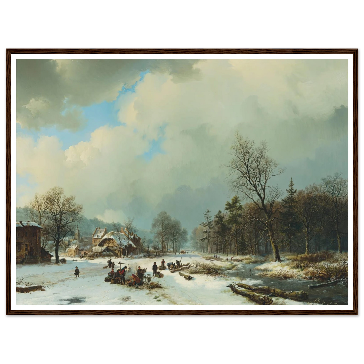 Winter scene (1831) Art Print | Barend Cornelis Koekkoek - Framed Poster - 30x40 cm / 12x16″ - Black frame