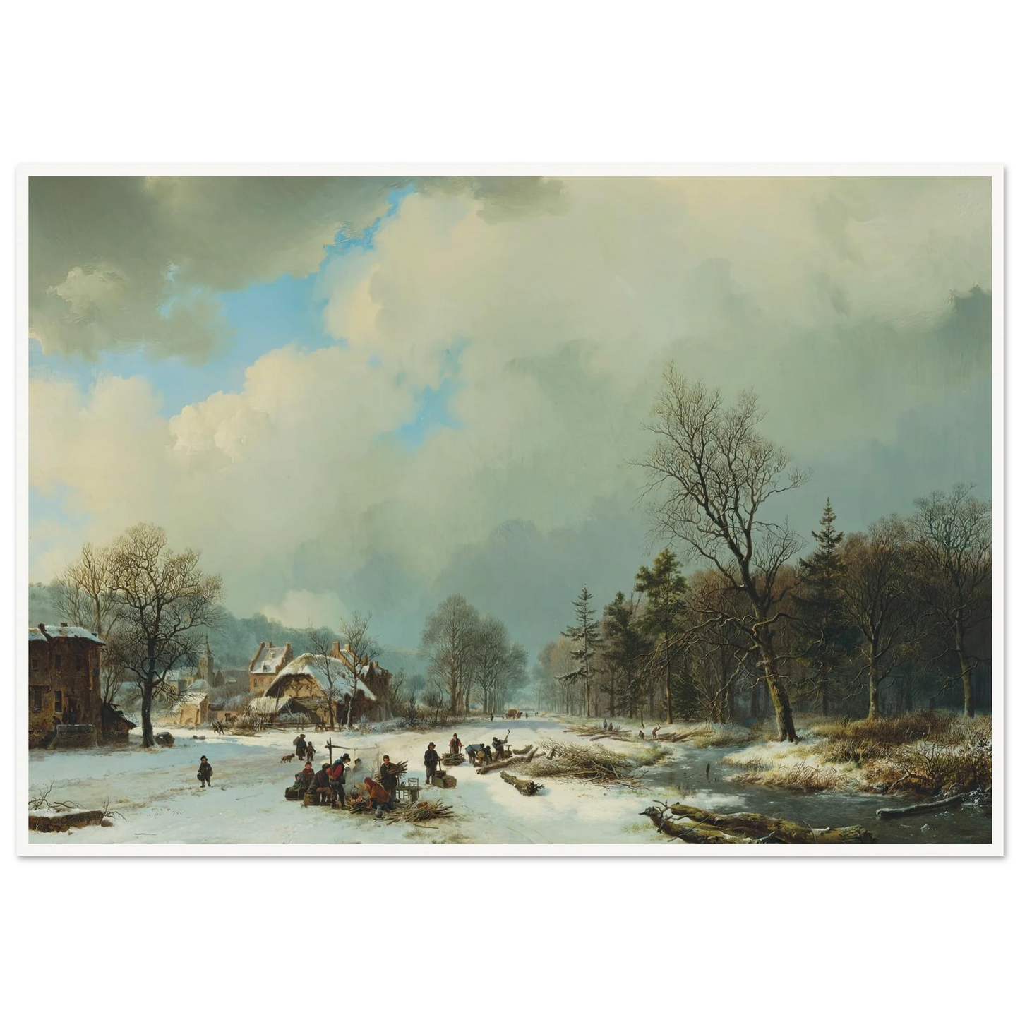 Winter scene (1831) Art Print | Barend Cornelis Koekkoek - Framed Poster - 30x40 cm / 12x16″ - Black frame