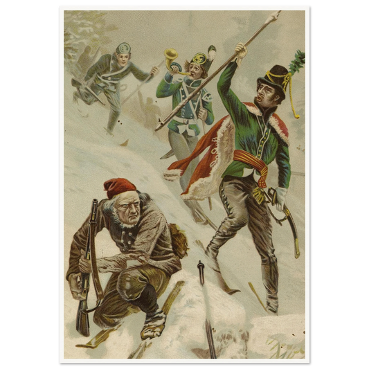 Winter Soldiers On Skis - Framed Poster - 30x40 cm / 12x16″ - Black frame