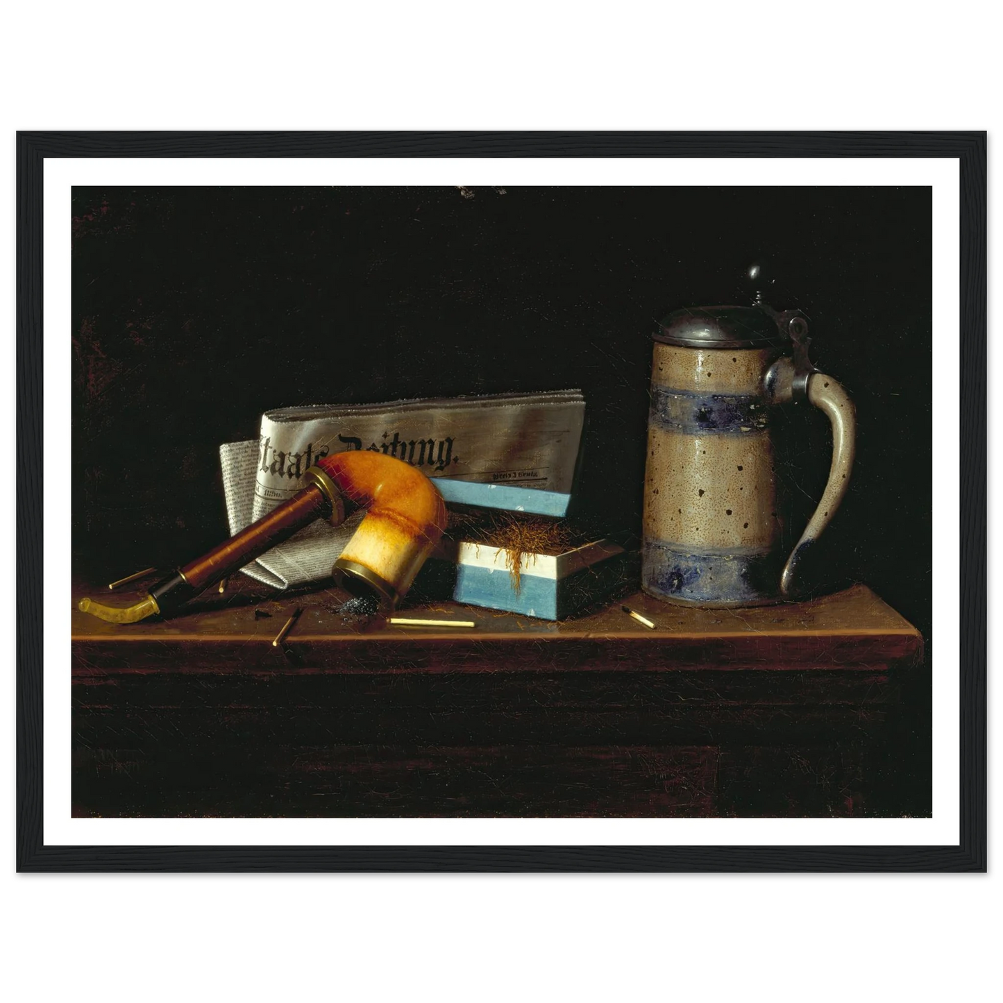 With the Staats Zeitung (1890) Art Print | William Michael Harnett - Framed Poster - 30x40 cm / 12x16″ - Black frame