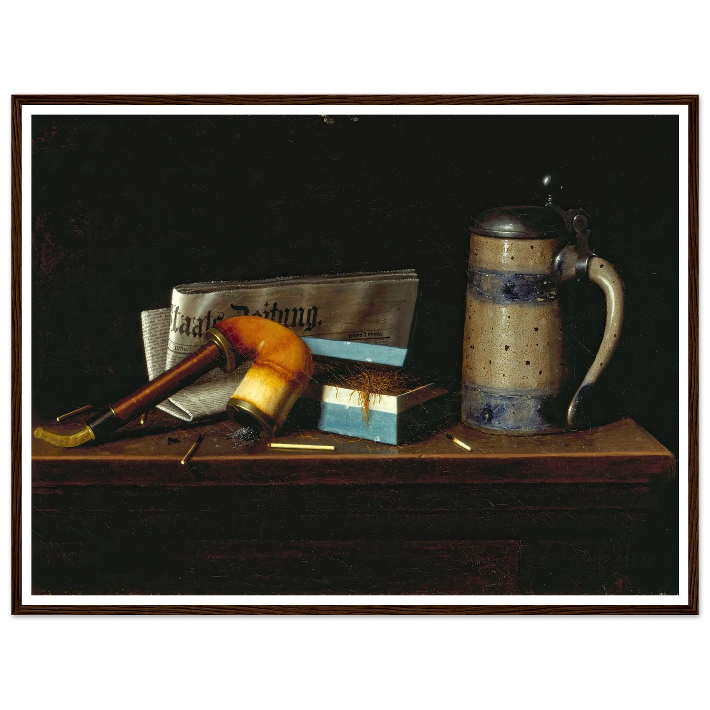 With the Staats Zeitung (1890) Art Print | William Michael Harnett - Framed Poster - 30x40 cm / 12x16″ - Black frame