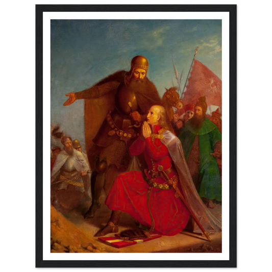 Władysław Jagiełło and Vytautas praying before the battle of Grunwald (1855) Art Print | Jan Matejko - Framed Poster - 30x40 cm / 12x16″ - Black frame
