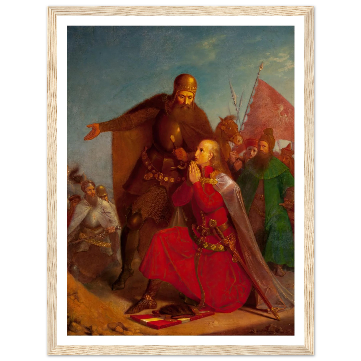 Władysław Jagiełło and Vytautas praying before the battle of Grunwald (1855) Art Print | Jan Matejko - Framed Poster - 30x40 cm / 12x16″ - Black frame
