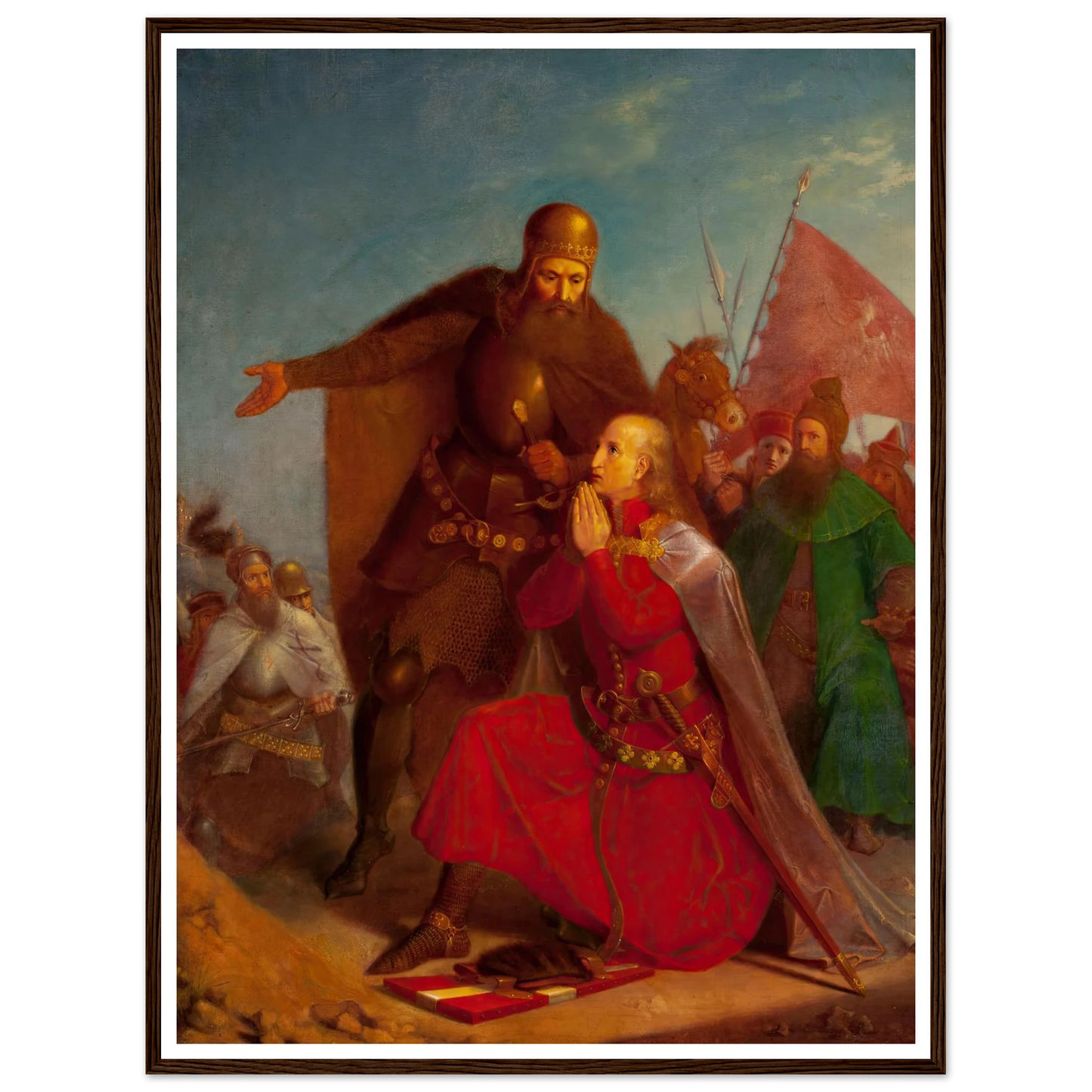 Władysław Jagiełło and Vytautas praying before the battle of Grunwald (1855) Art Print | Jan Matejko - Framed Poster - 30x40 cm / 12x16″ - Black frame