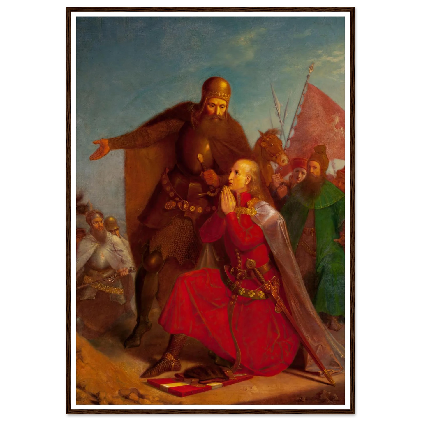 Władysław Jagiełło and Vytautas praying before the battle of Grunwald (1855) Art Print | Jan Matejko - Framed Poster - 30x40 cm / 12x16″ - Black frame
