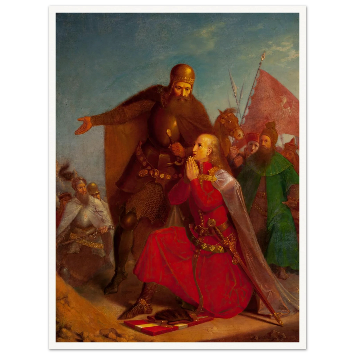 Władysław Jagiełło and Vytautas praying before the battle of Grunwald (1855) Art Print | Jan Matejko - Framed Poster - 30x40 cm / 12x16″ - Black frame