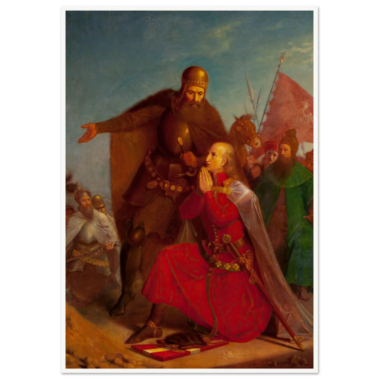 Władysław Jagiełło and Vytautas praying before the battle of Grunwald (1855) Art Print | Jan Matejko - Framed Poster - 30x40 cm / 12x16″ - Black frame