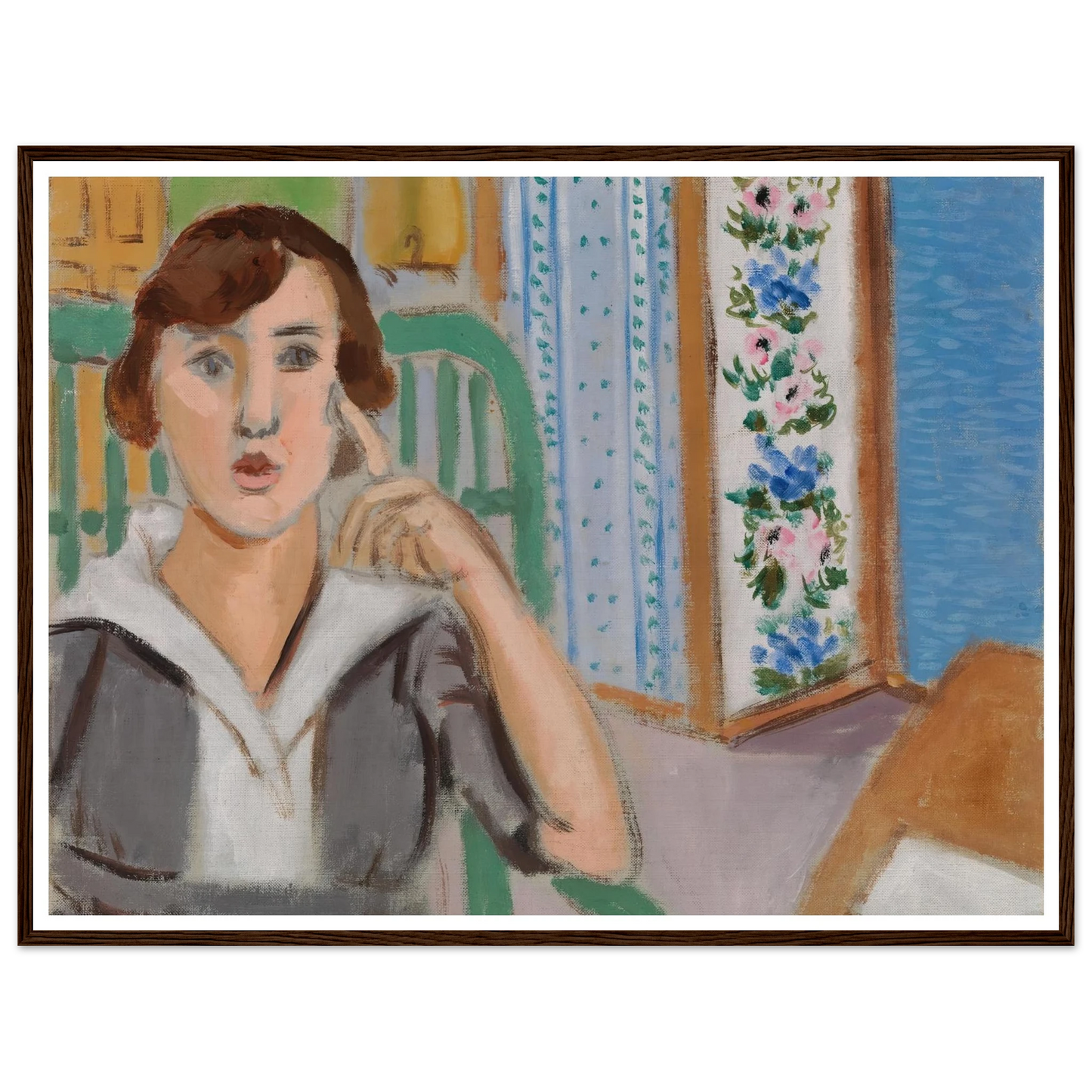 Woman and Screen (La Femme au paravent) (1919) Art Print | Henri Matisse - Framed Poster - 30x40 cm / 12x16″ - Black frame