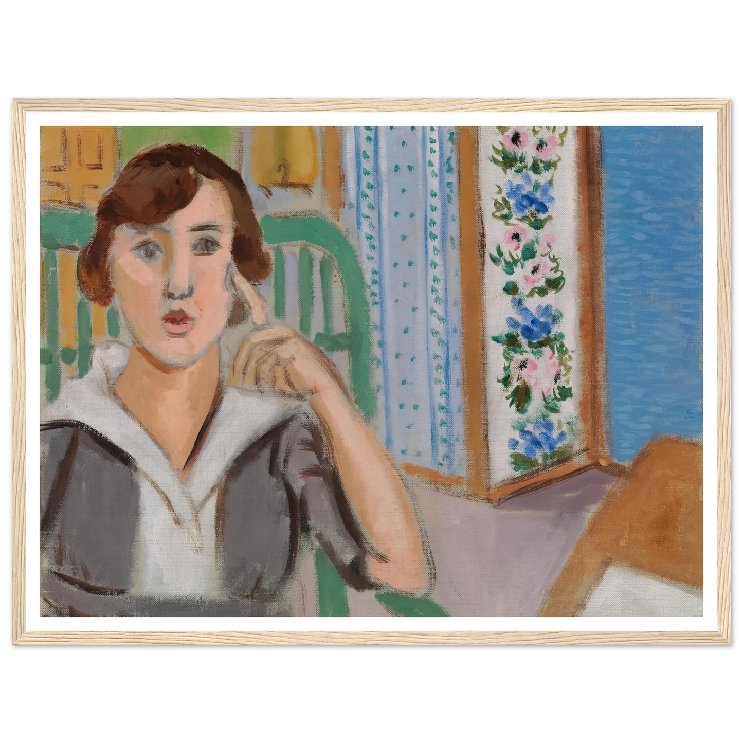 Woman and Screen (La Femme au paravent) (1919) Art Print | Henri Matisse - Framed Poster - 30x40 cm / 12x16″ - Black frame