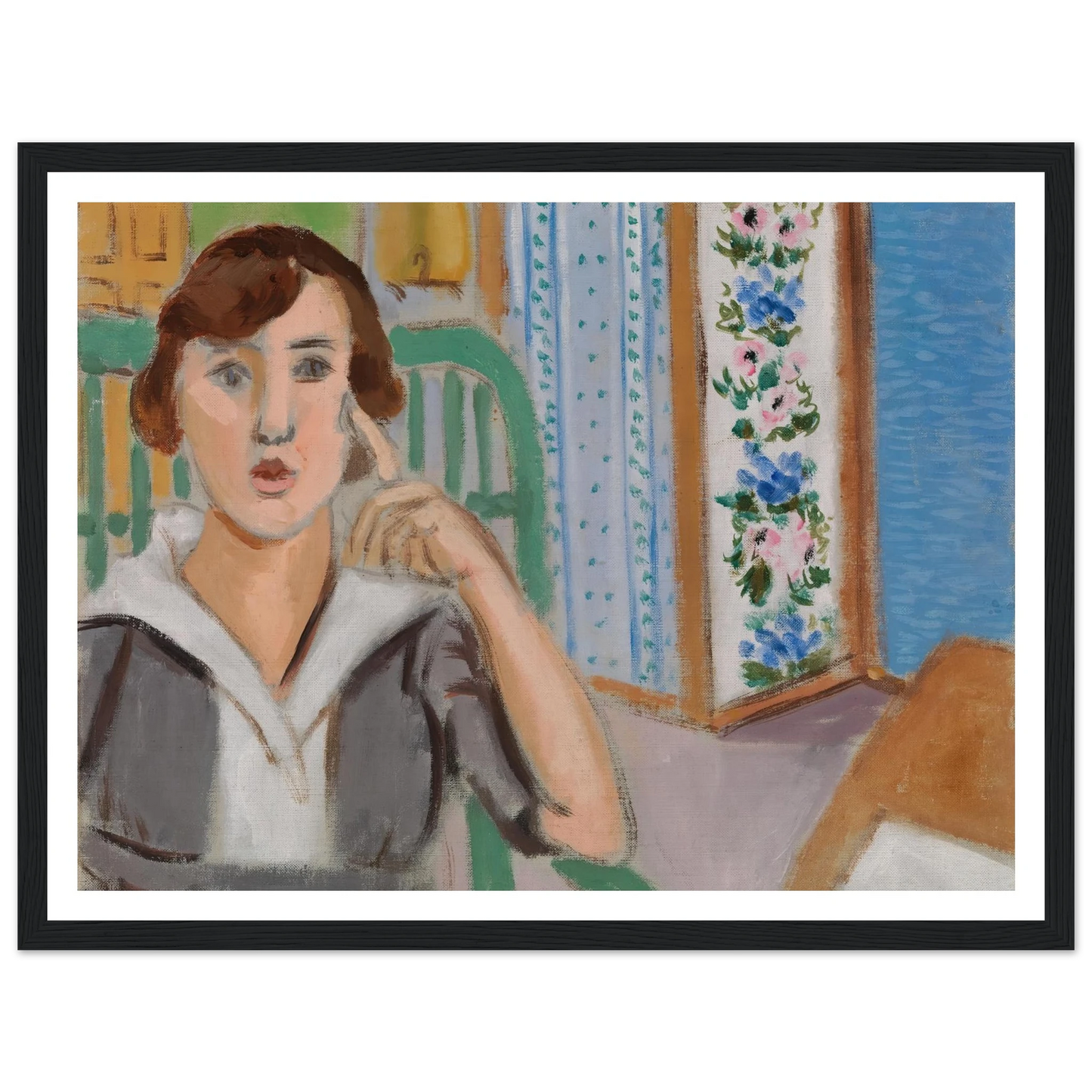 Woman and Screen (La Femme au paravent) (1919) Art Print | Henri Matisse - Framed Poster - 30x40 cm / 12x16″ - Black frame