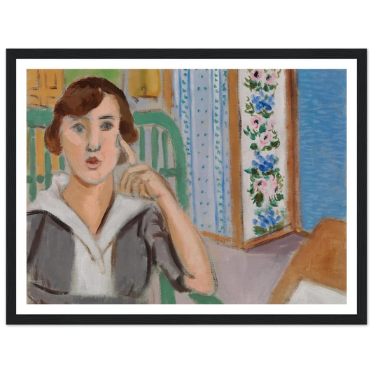 Woman and Screen (La Femme au paravent) (1919) Art Print | Henri Matisse - Framed Poster - 30x40 cm / 12x16″ - Black frame