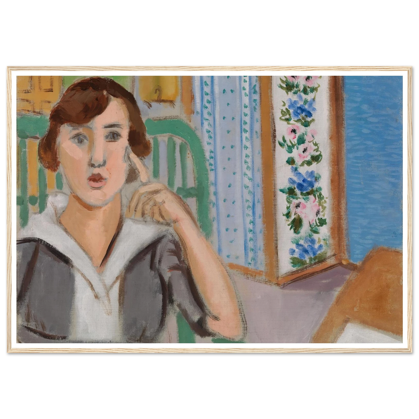 Woman and Screen (La Femme au paravent) (1919) Art Print | Henri Matisse - Framed Poster - 30x40 cm / 12x16″ - Black frame