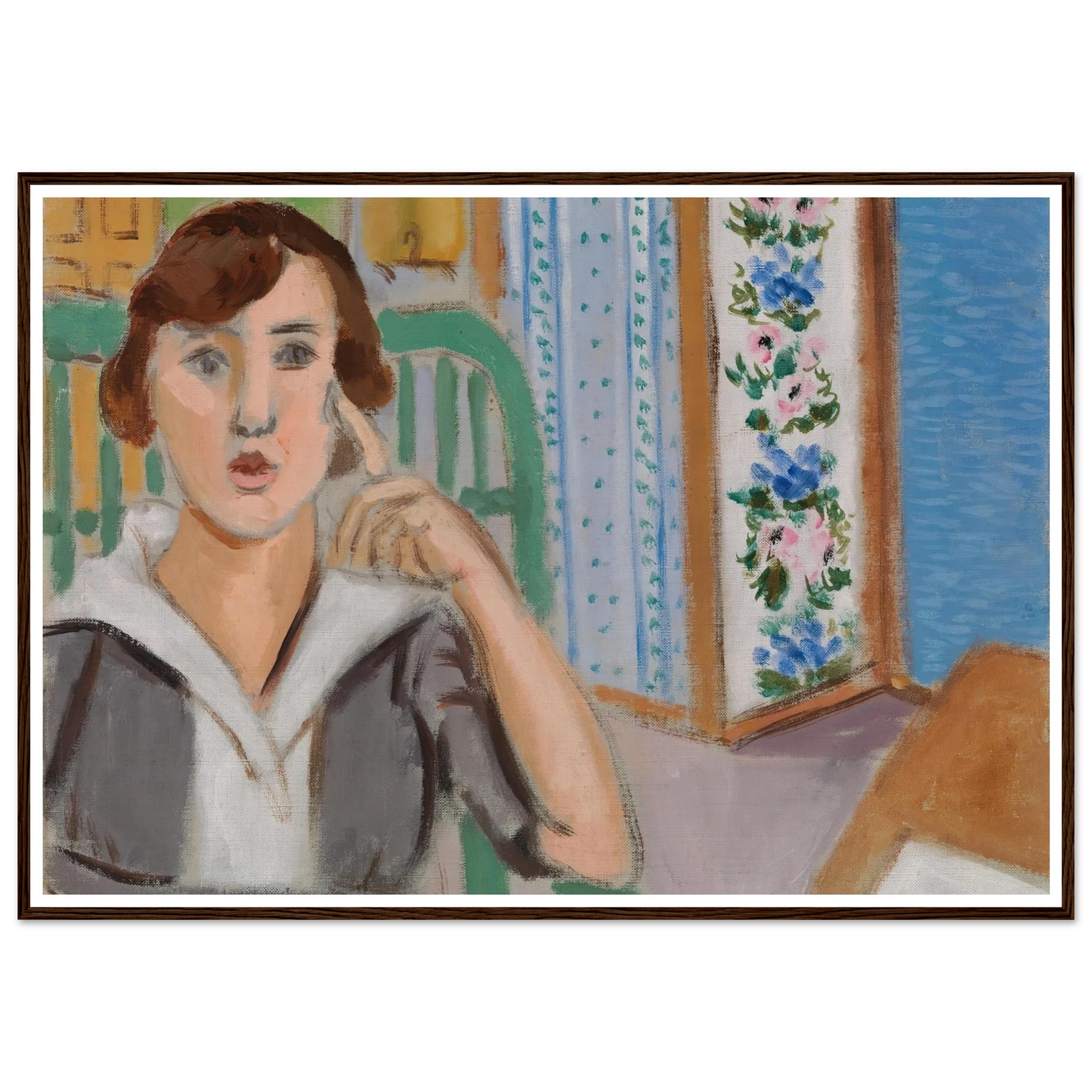 Woman and Screen (La Femme au paravent) (1919) Art Print | Henri Matisse - Framed Poster - 30x40 cm / 12x16″ - Black frame